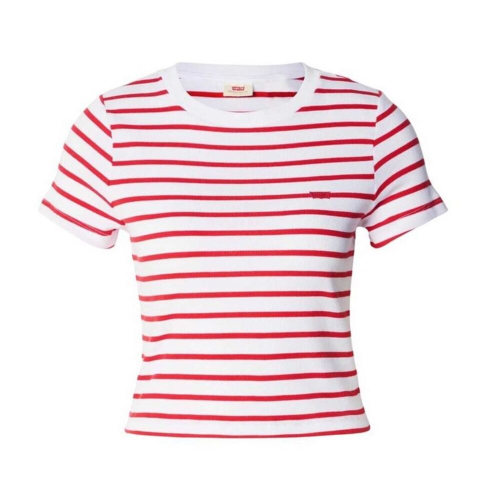 Levis Womens/Ladies Essential Striped Cotton Crop Top / White/Red